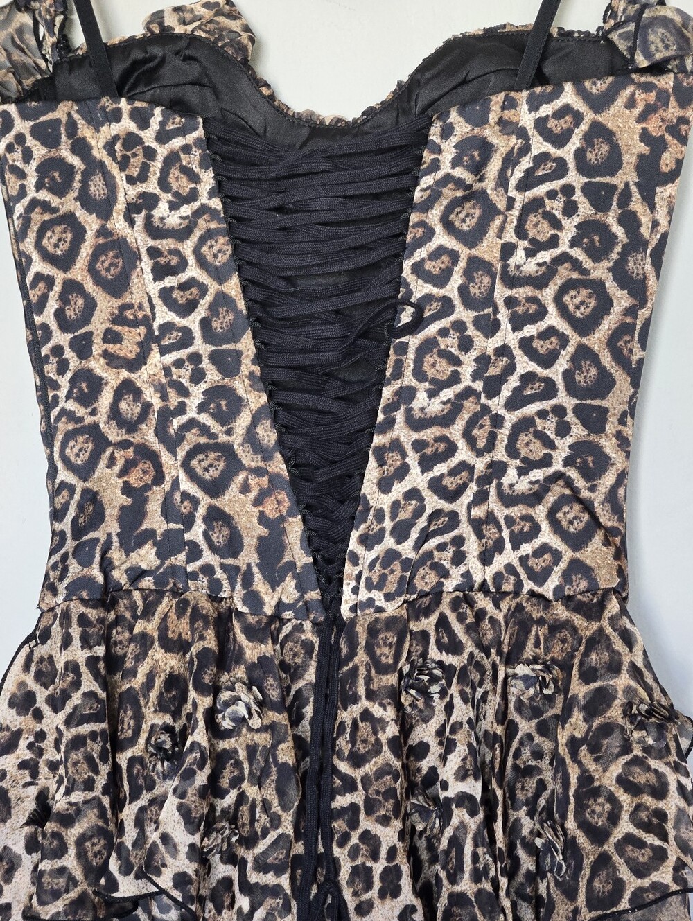 Oh Polly Caelie Ruffled Corset Romper in Leopard Festival Coachella Concert US 2 - Picture 10 of 15